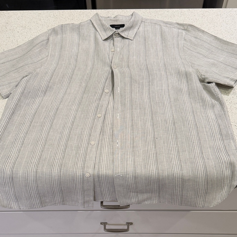 Vince Gray Striped Casual Button Down Shirt